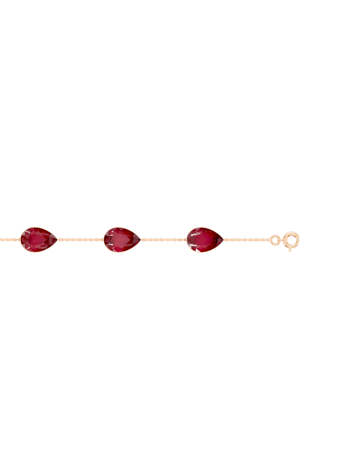 Pear-Cut Ruby Bezel-Set Delicate Bracelet