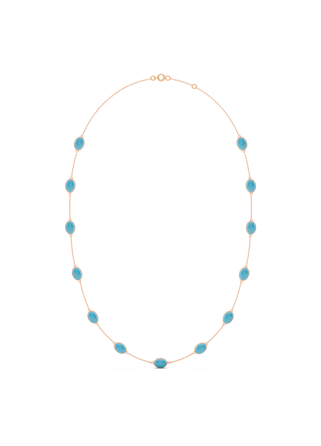 Turquoise Bezel-Set Gold Necklace