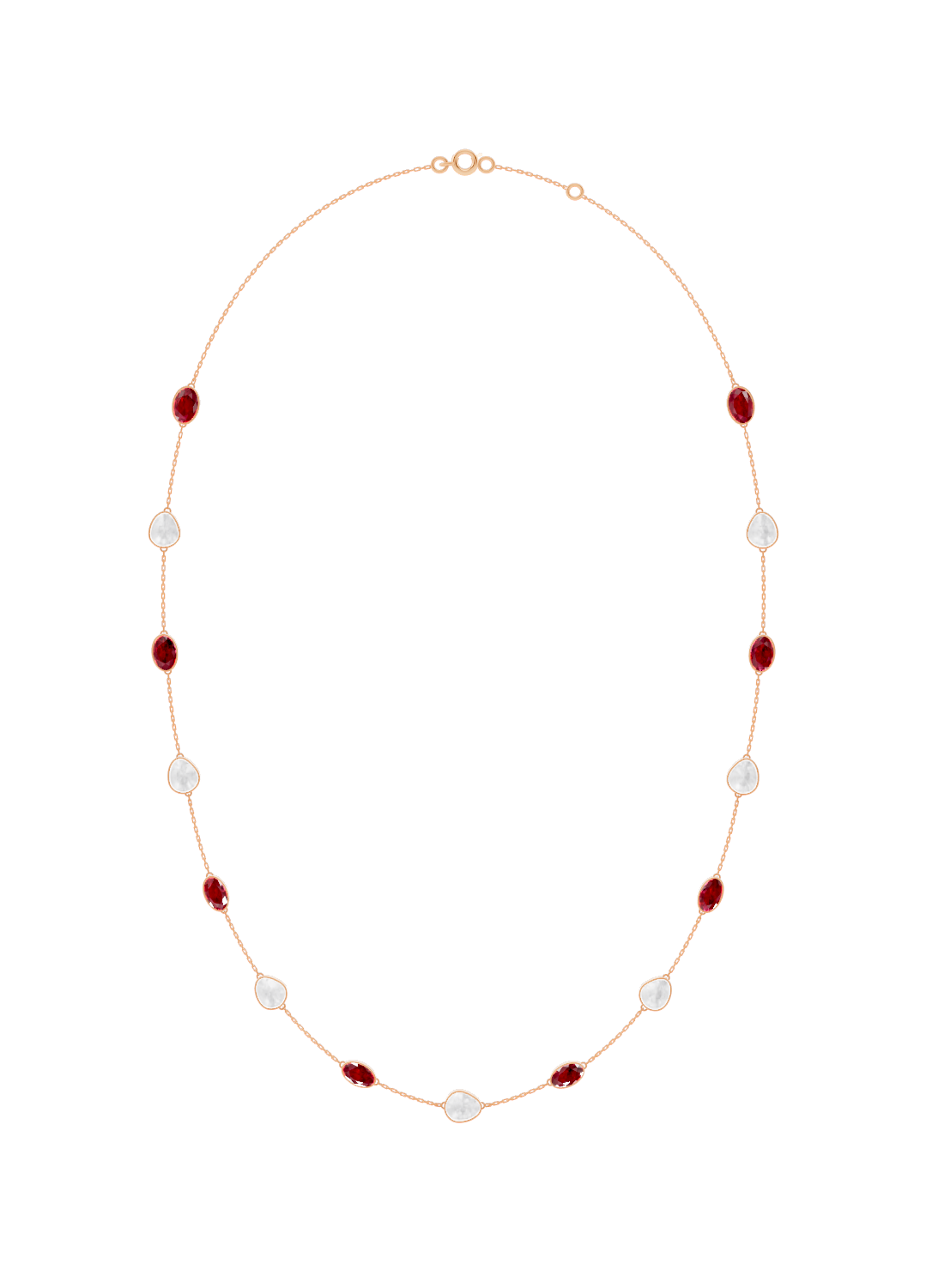 Ruby and Opal Bezel-Set Necklace