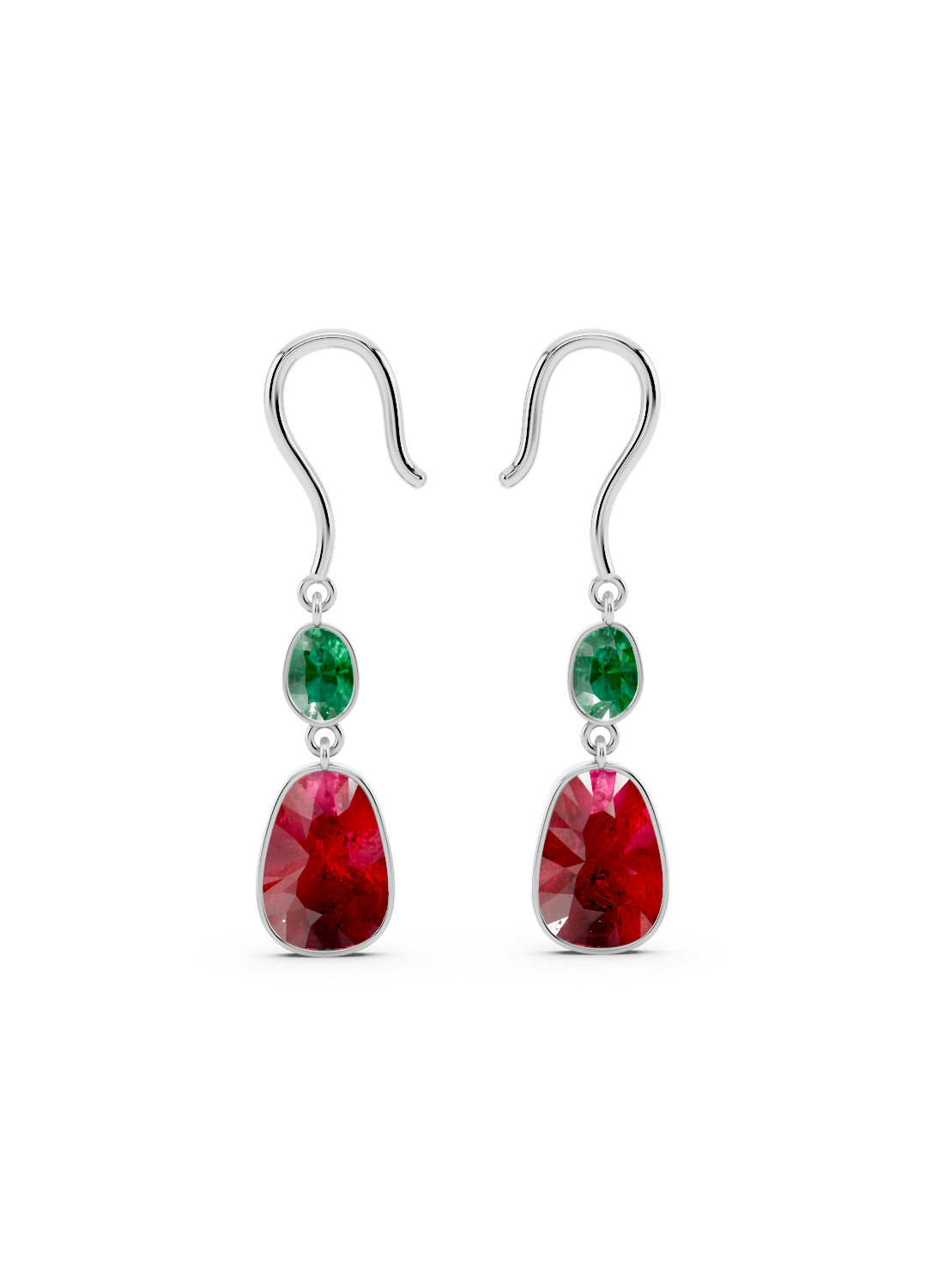 Emerald and Ruby Drop Earrings