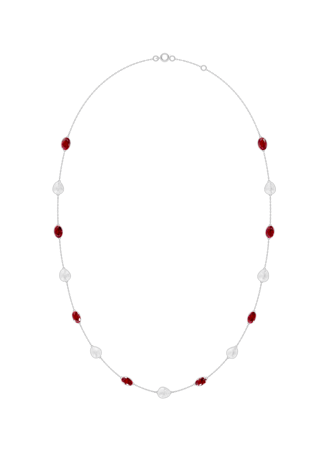 Ruby and Opal Bezel-Set Necklace