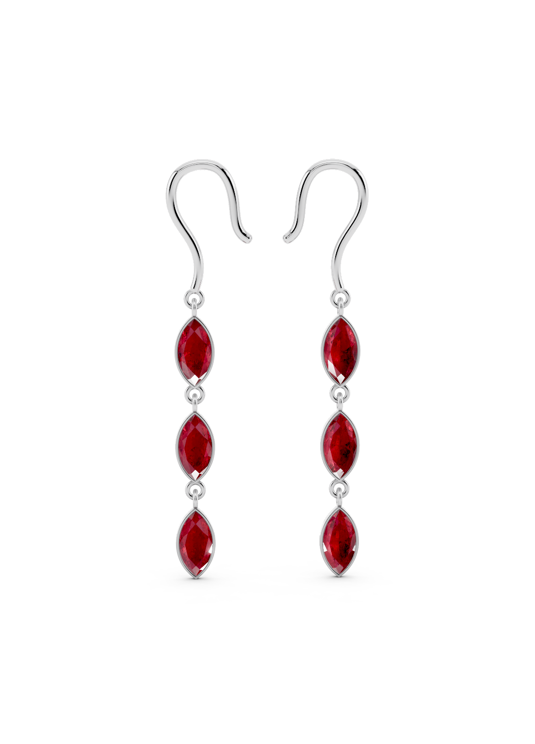Triple Marquise Ruby Drop Earrings