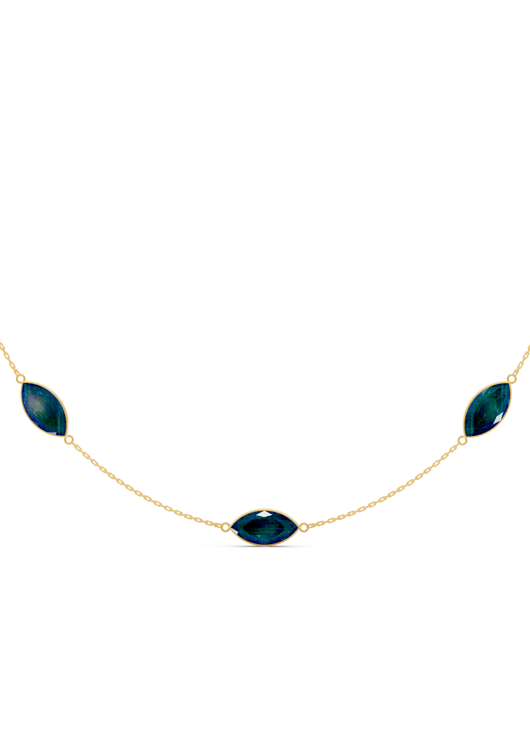 Blue Topaz Marquise Bezel Necklace