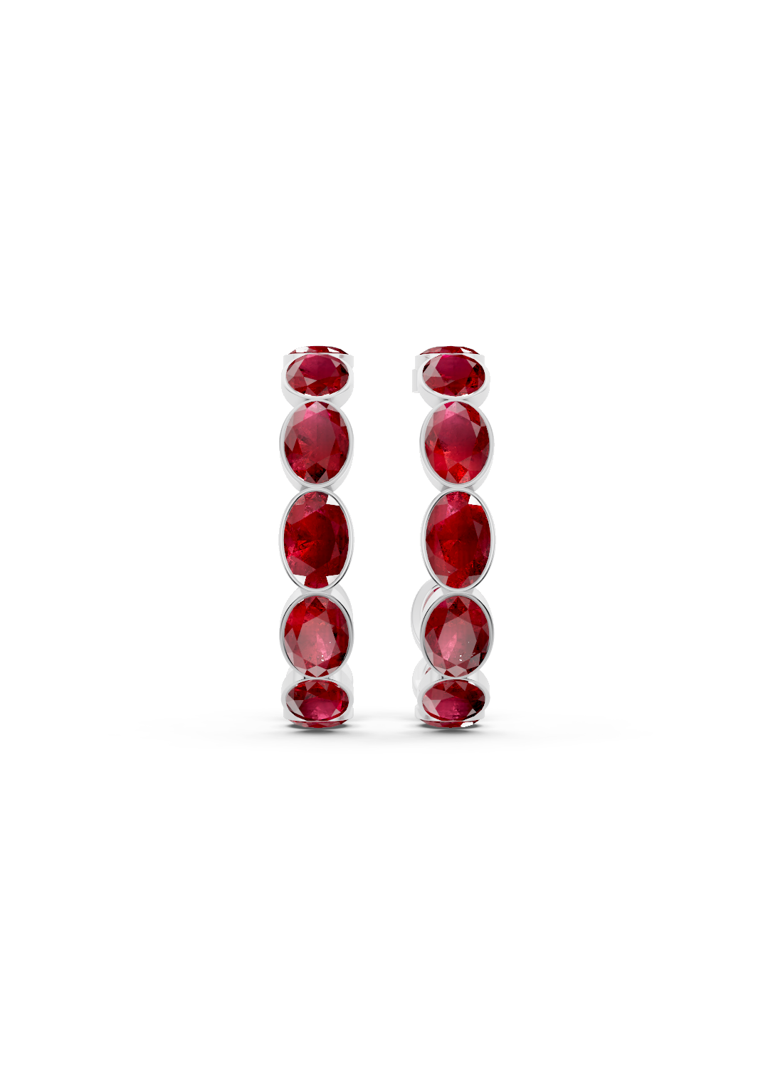 Ruby Bezel-Set Hoop Earrings
