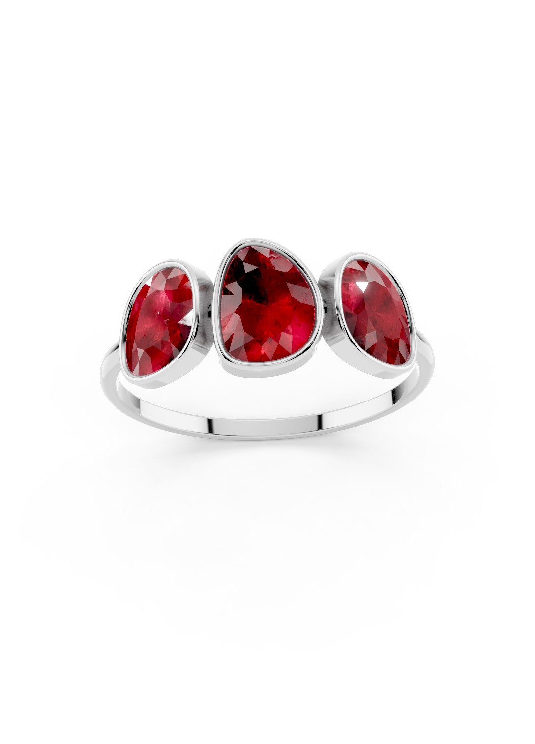 Ruby Organic Three-Stone Ring