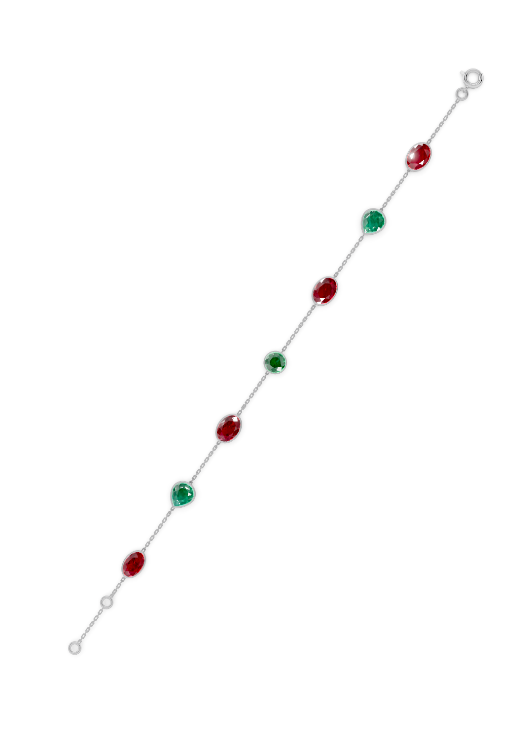 Ruby and Emerald Duet Solitaire Strand Bracelet