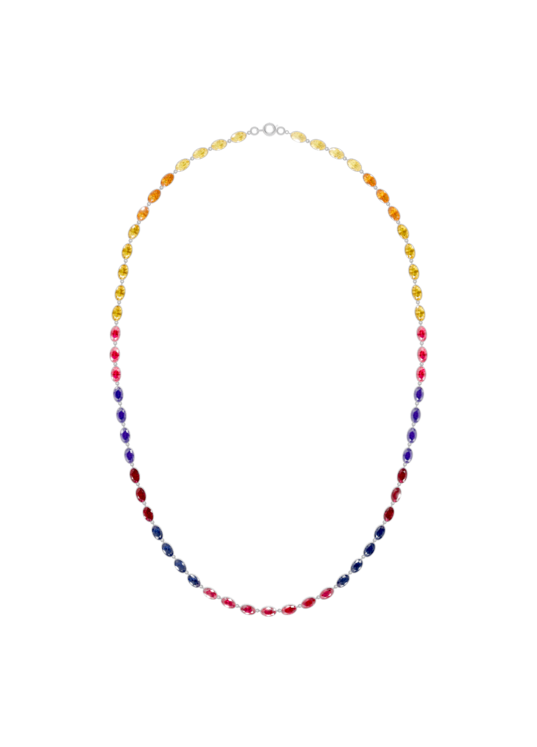 Rainbow Gradient Bezel-Set Gold Necklace