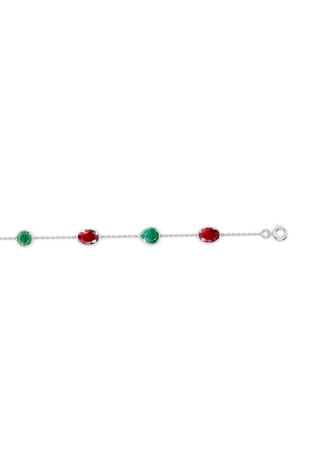 Ruby and Emerald Duet Solitaire Strand Bracelet