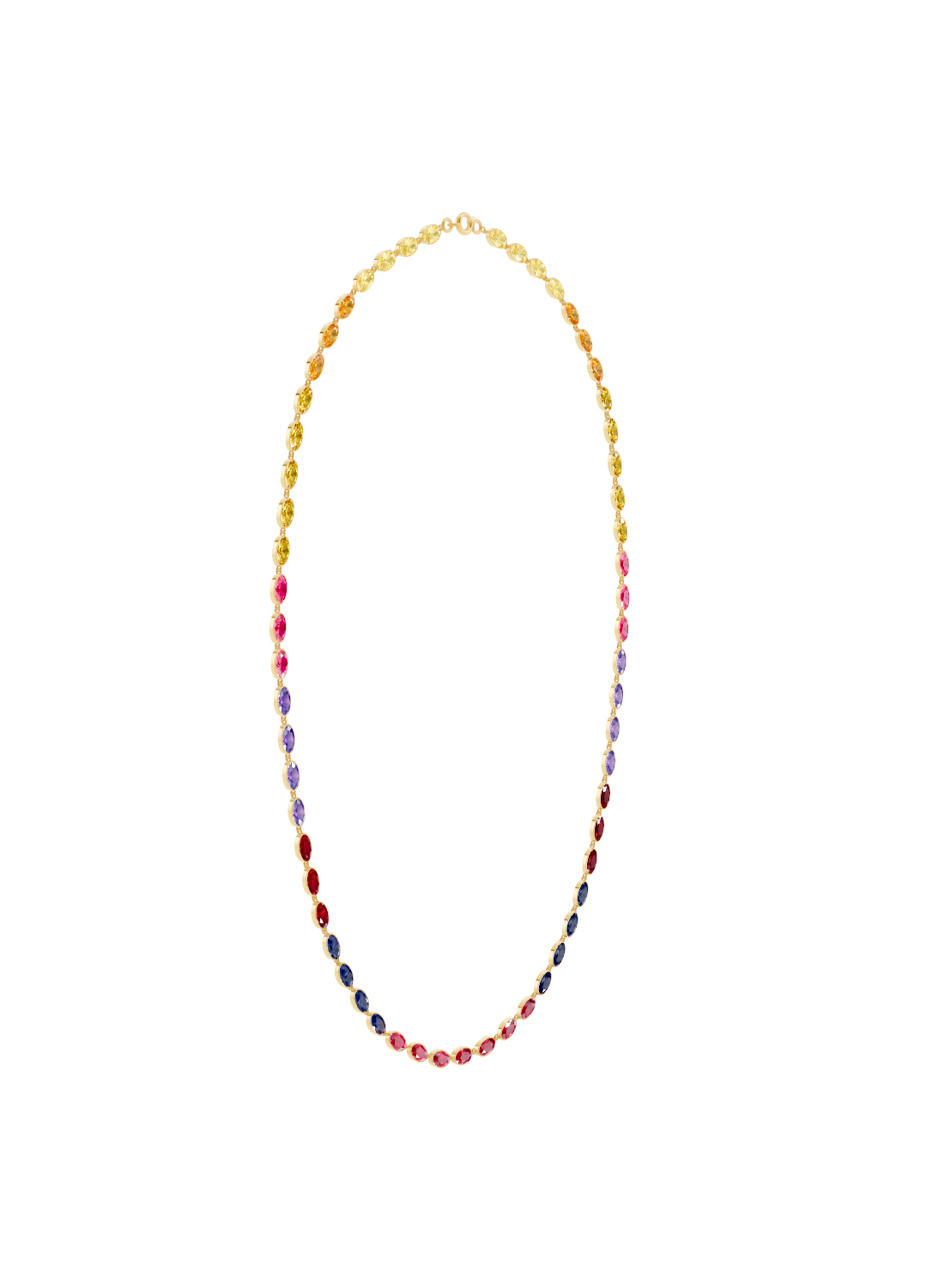 Rainbow Gradient Bezel-Set Gold Necklace