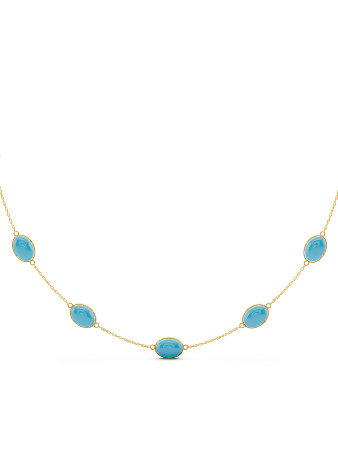 Turquoise Bezel-Set Gold Necklace
