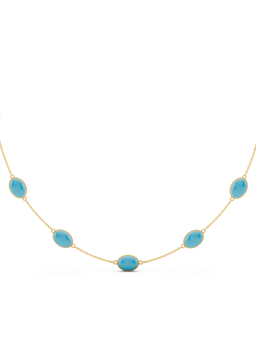 Turquoise Bezel-Set Gold Necklace