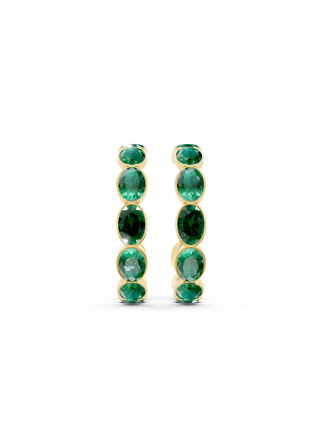 Emerald Bezel-Set Hoop Earrings