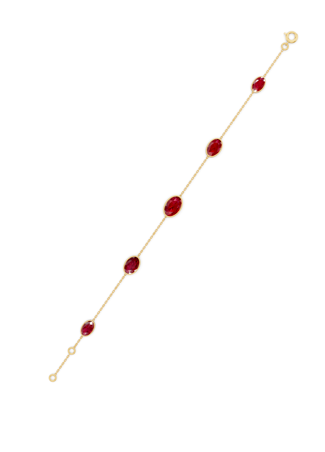 Crimson Ruby Solitaire Strand Bracelet