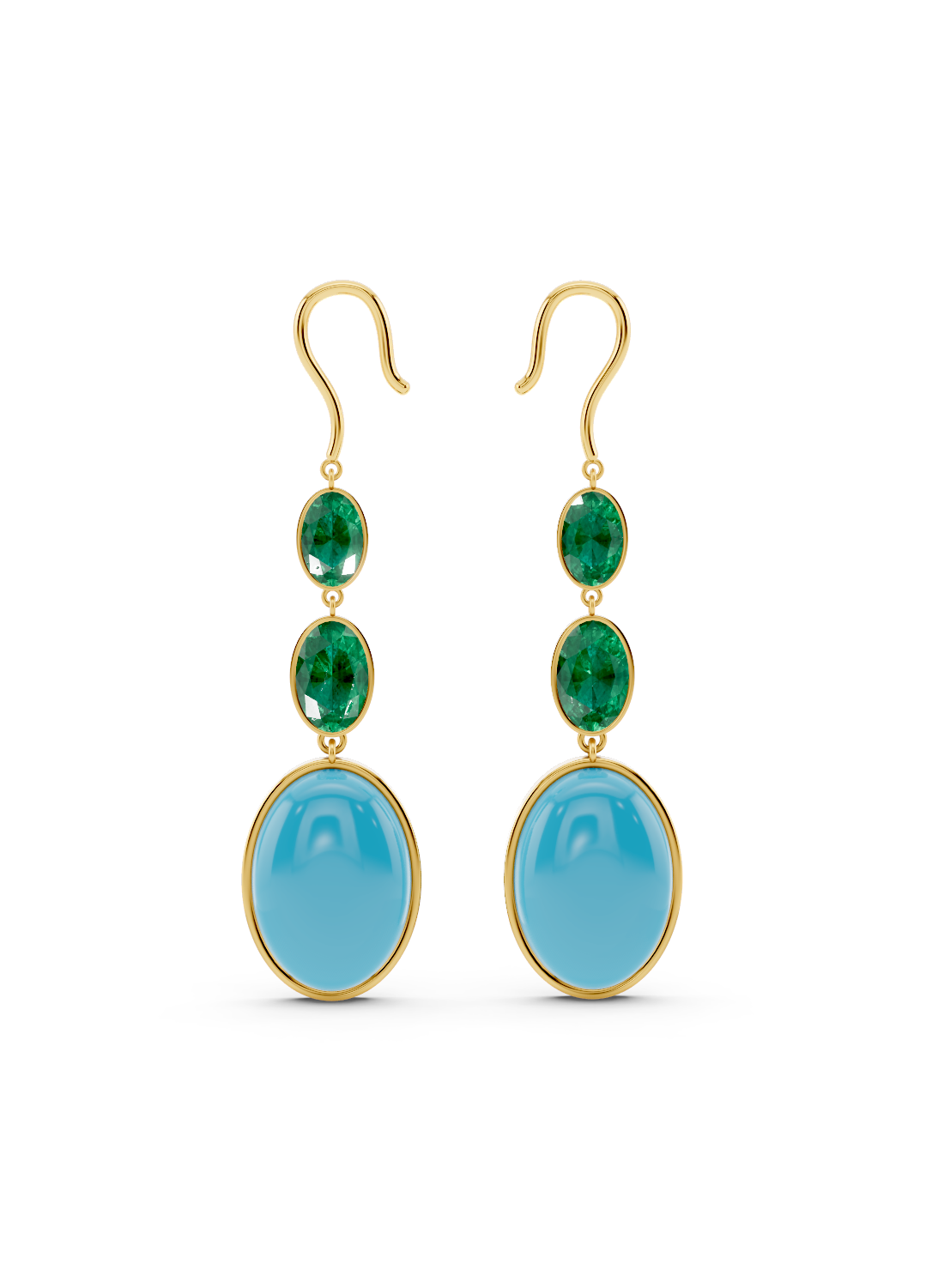 Emerald and Turquoise Drop Earrings