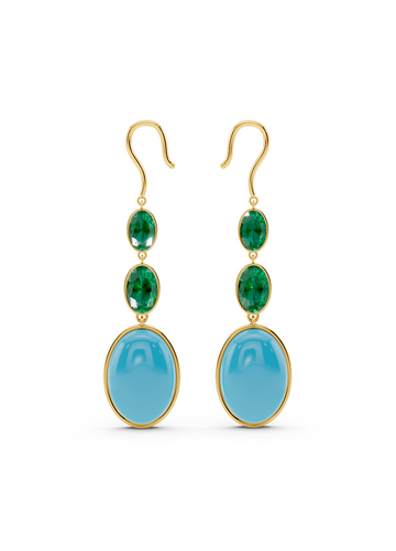 Emerald and Turquoise Drop Earrings