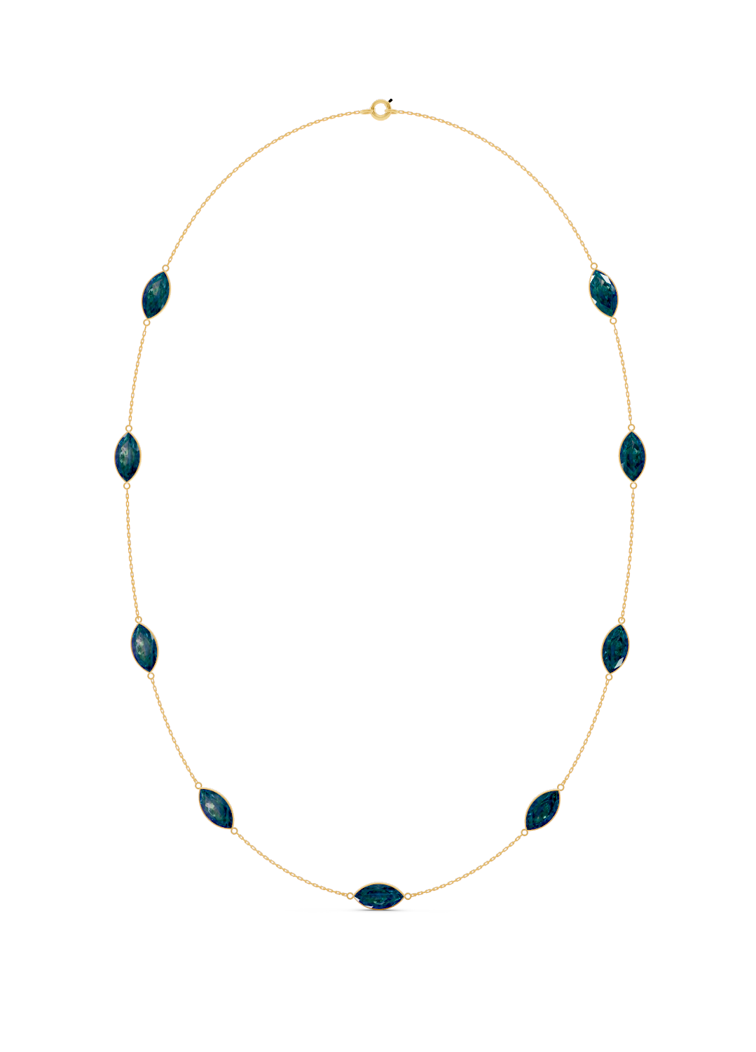 Blue Topaz Marquise Bezel Necklace