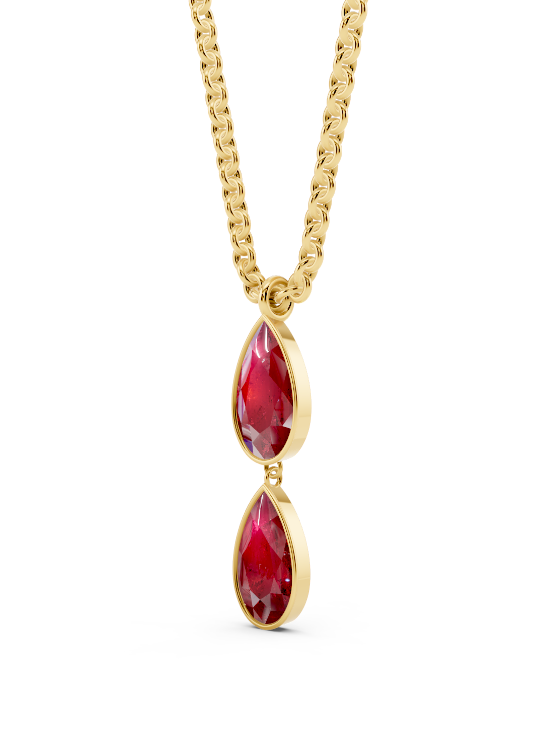 Double Ruby Drop Pendant