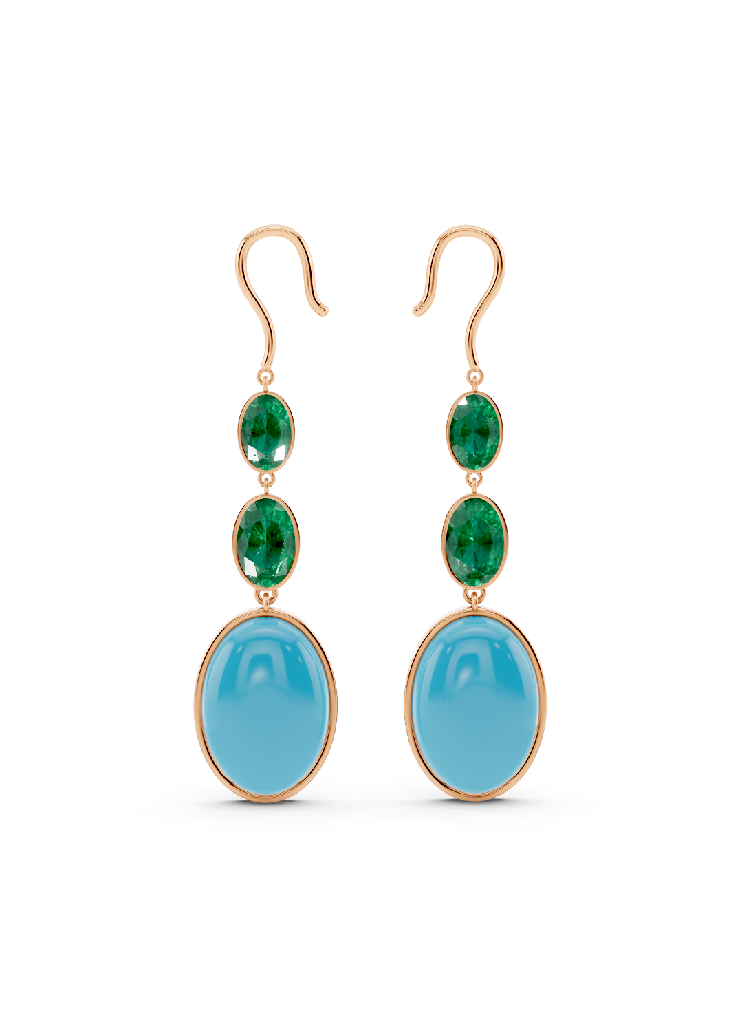 Emerald and Turquoise Drop Earrings