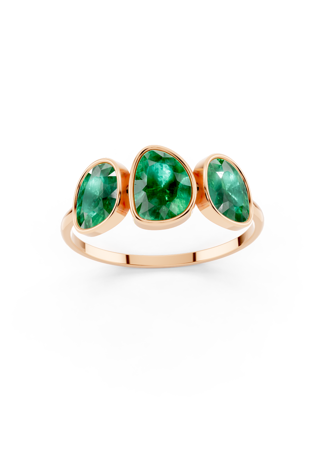 Emerald Organic Three-Stone Ring