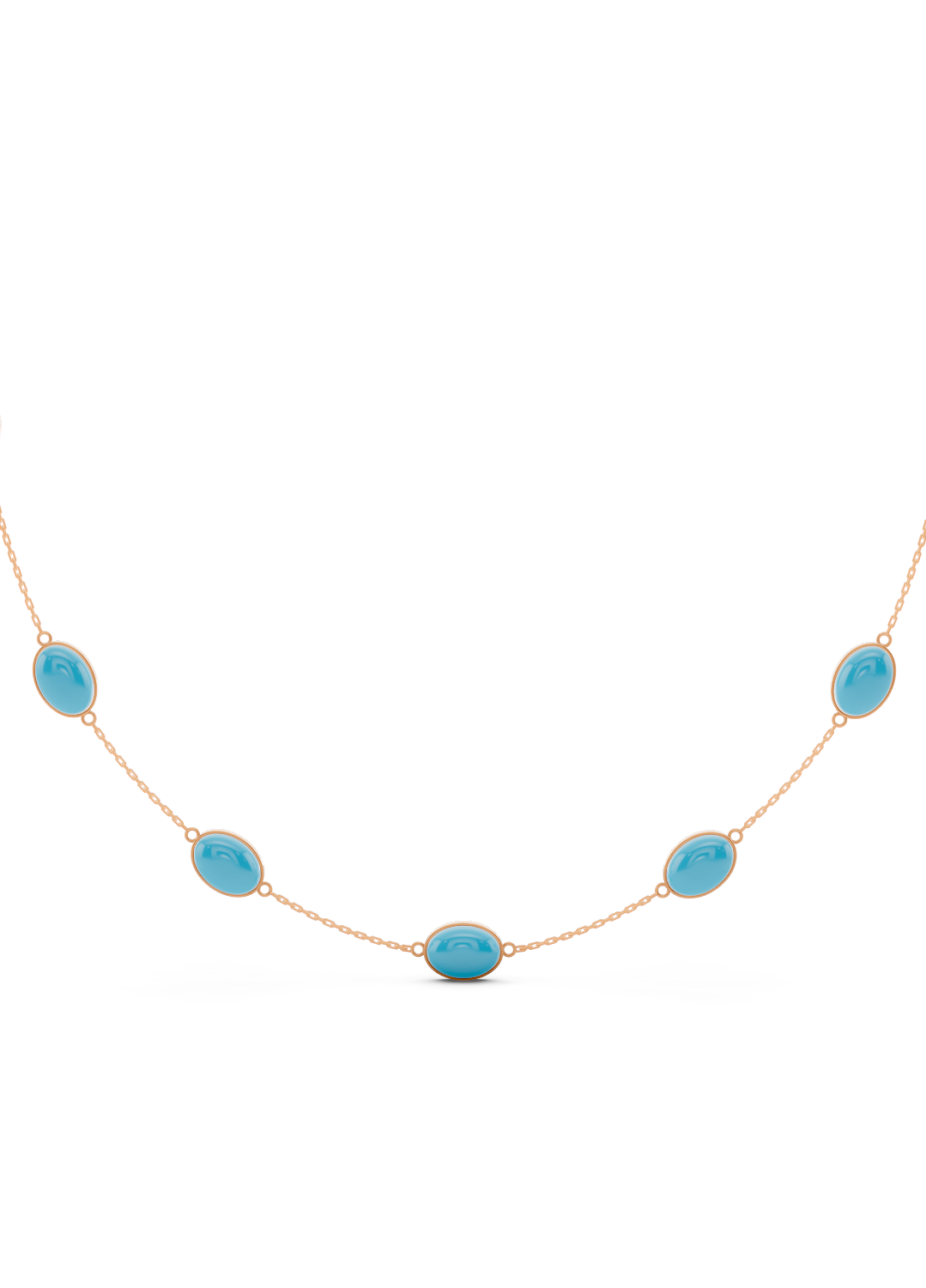 Turquoise Bezel-Set Gold Necklace