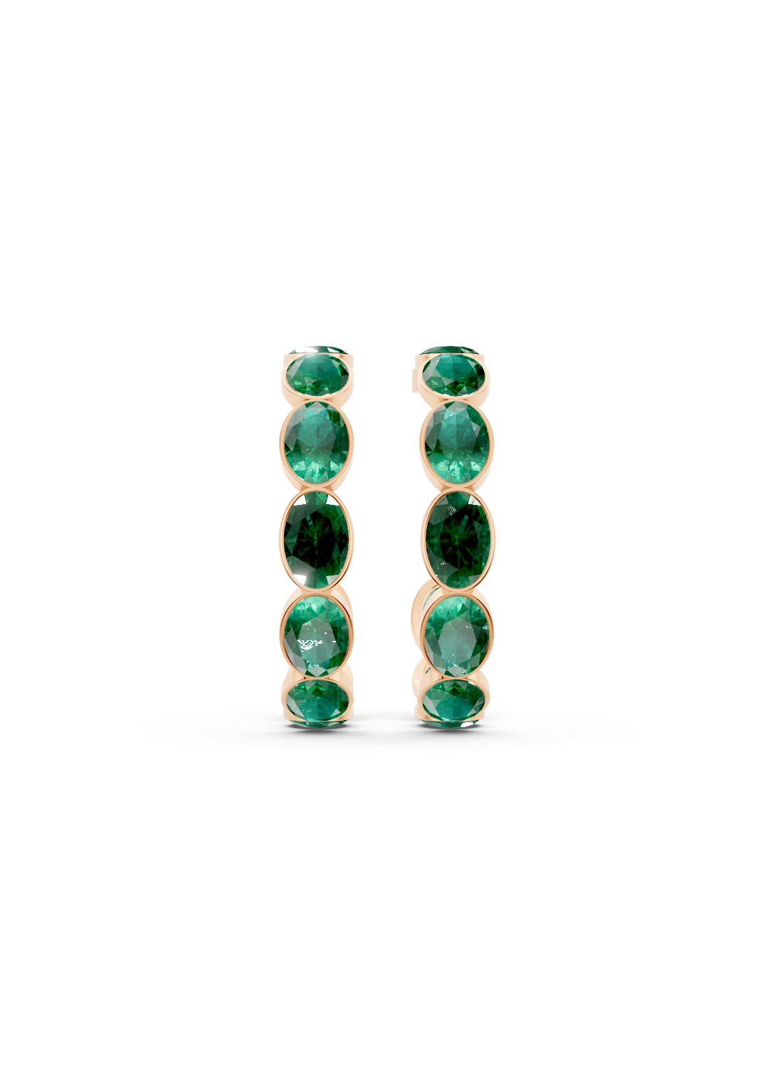 Emerald Bezel-Set Hoop Earrings
