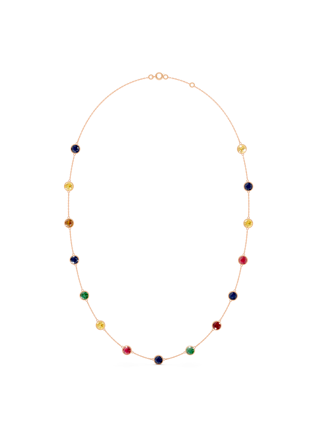 Multicolor Gemstone Bezel-Set Necklace