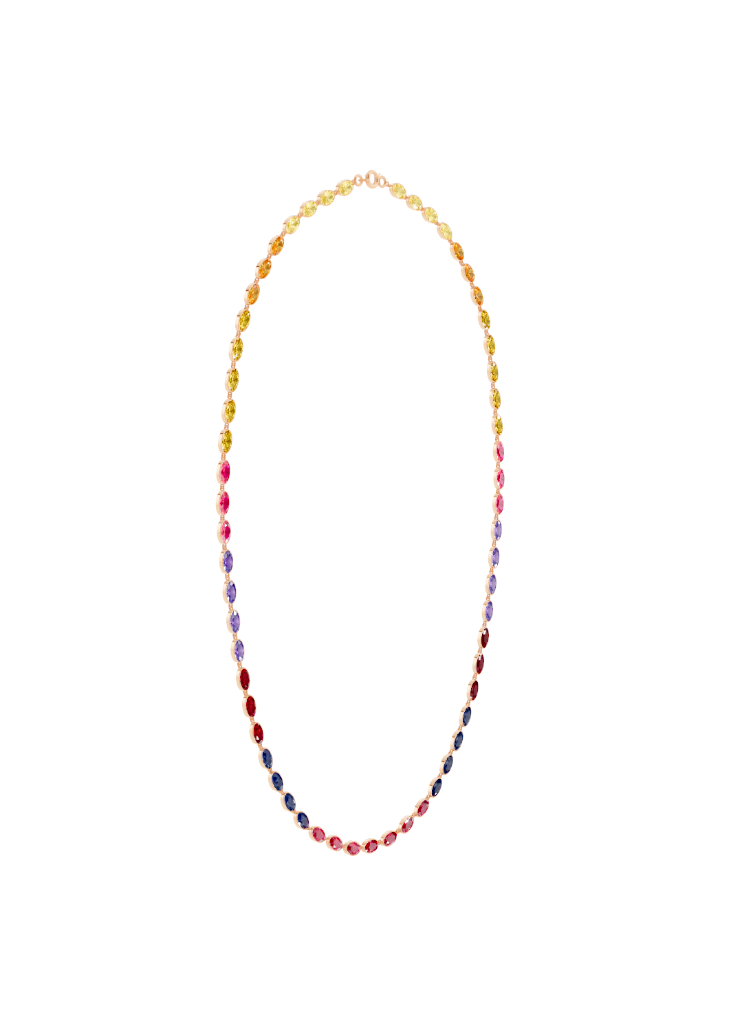 Rainbow Gradient Bezel-Set Gold Necklace
