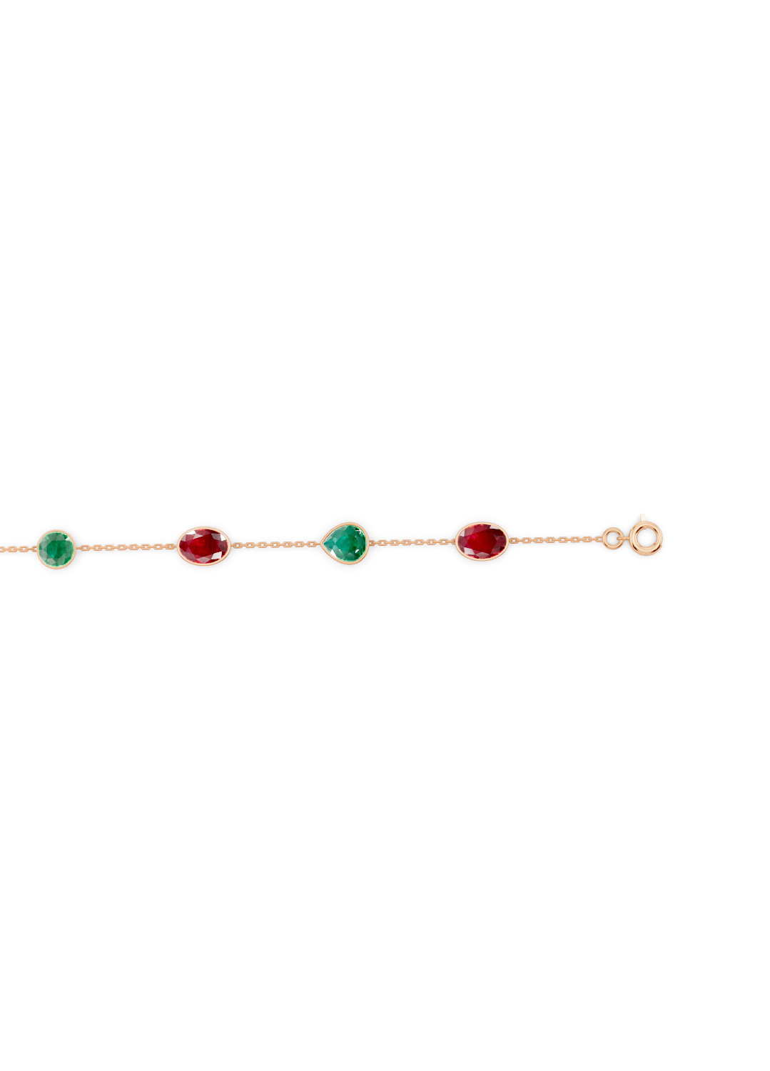 Ruby and Emerald Duet Solitaire Strand Bracelet