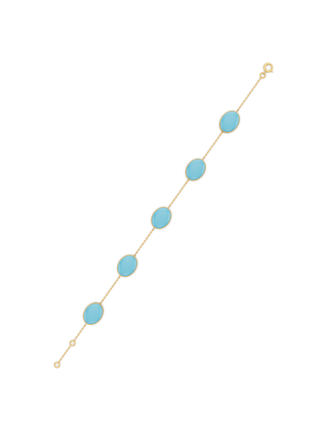 Blue Turquoise Solitaire Strand Bracelet