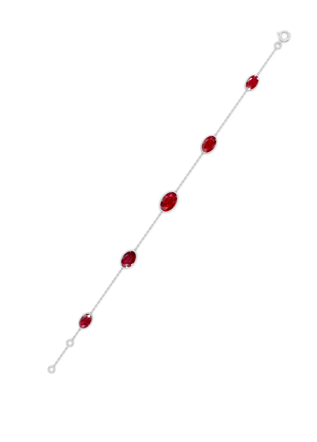 Crimson Ruby Solitaire Strand Bracelet