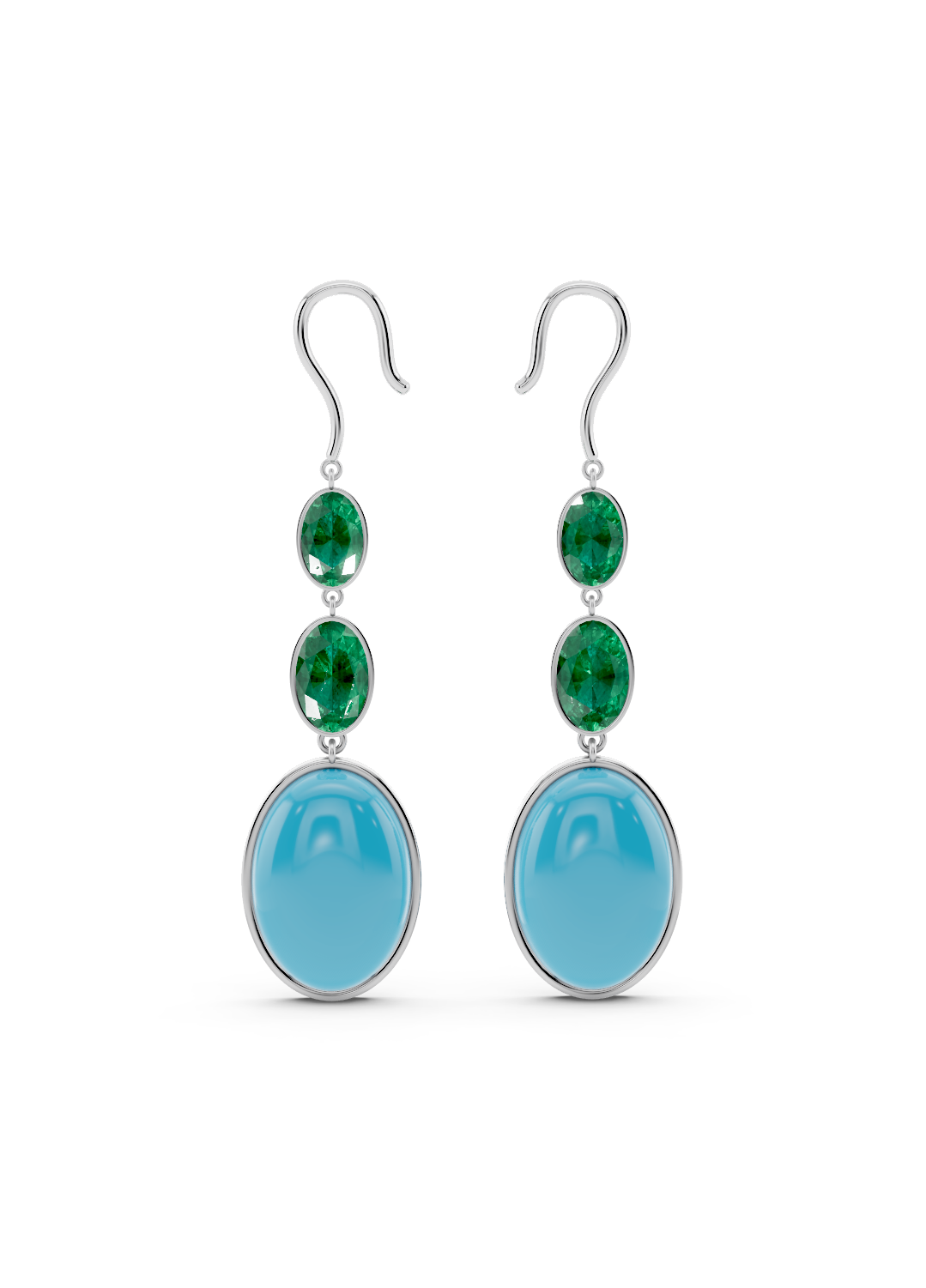 Emerald and Turquoise Drop Earrings