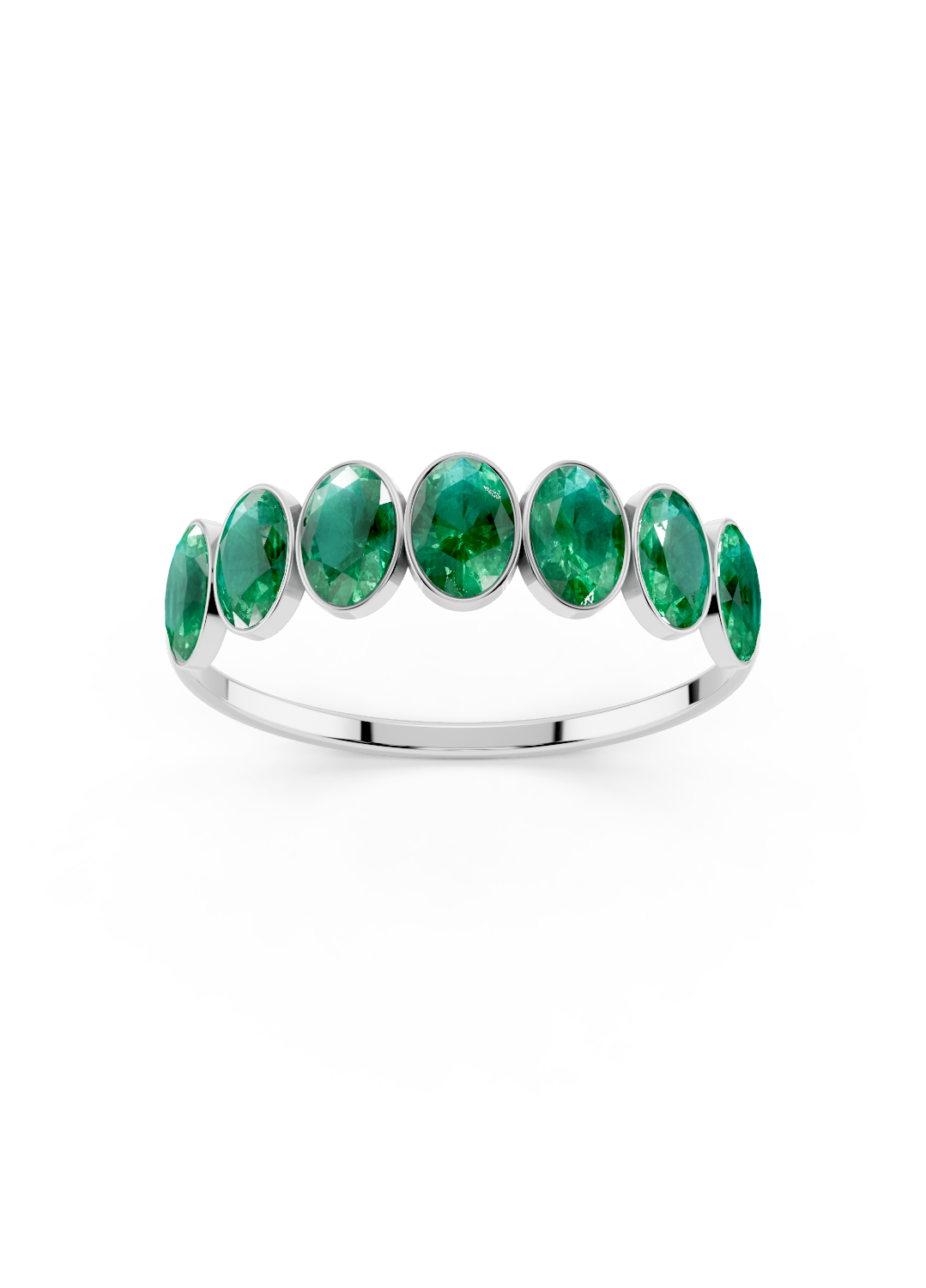 Emerald Oval Half Ring