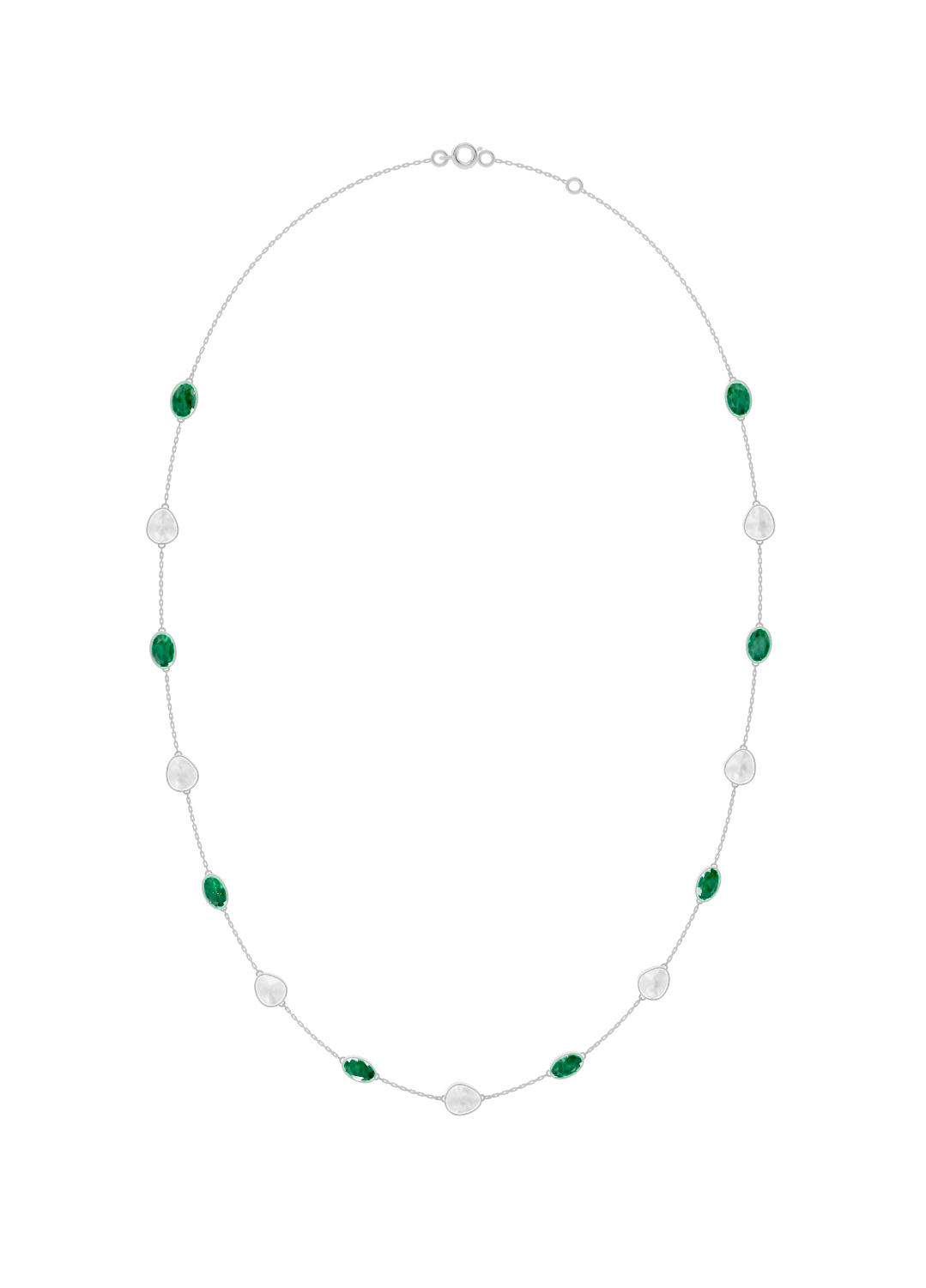 Emerald and Opal Bezel-Set Necklace
