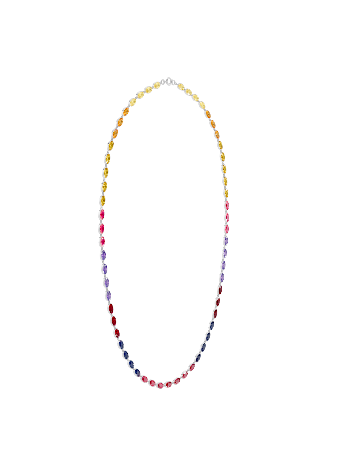 Rainbow Gradient Bezel-Set Gold Necklace