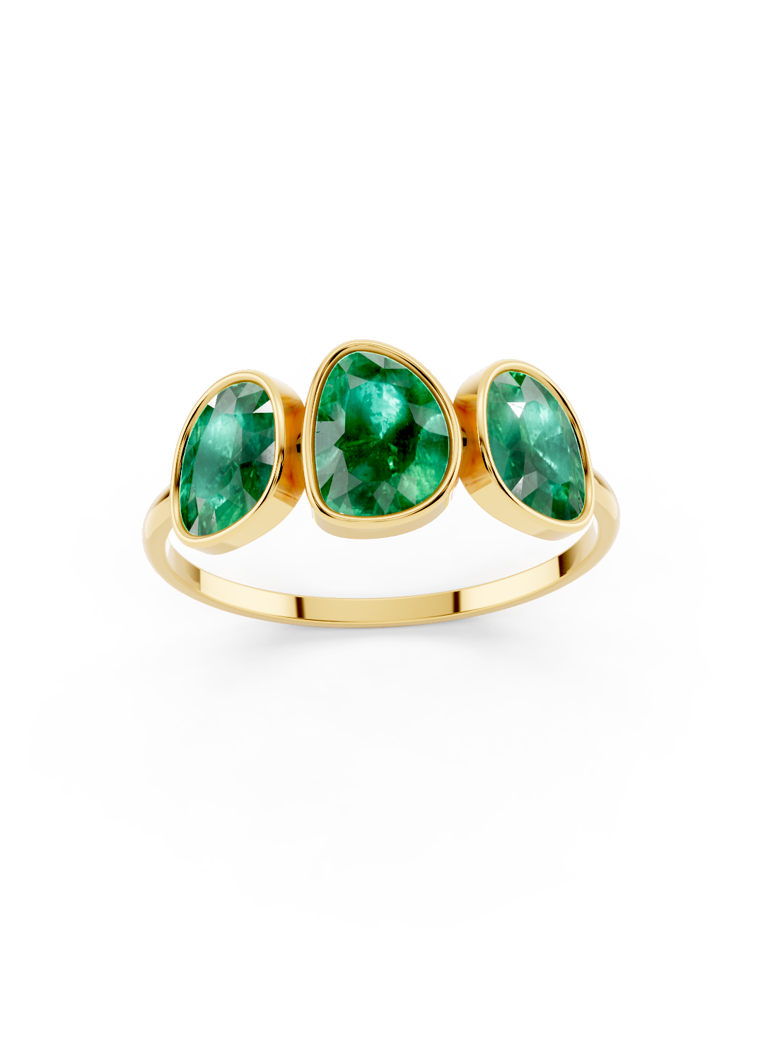 Emerald Organic Three-Stone Ring