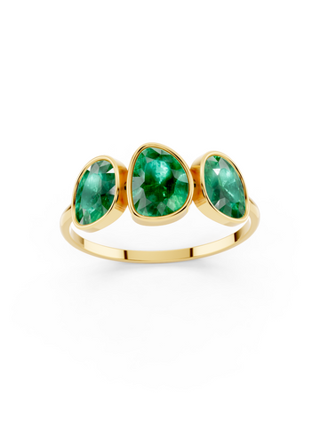 Emerald Organic Three-Stone Ring