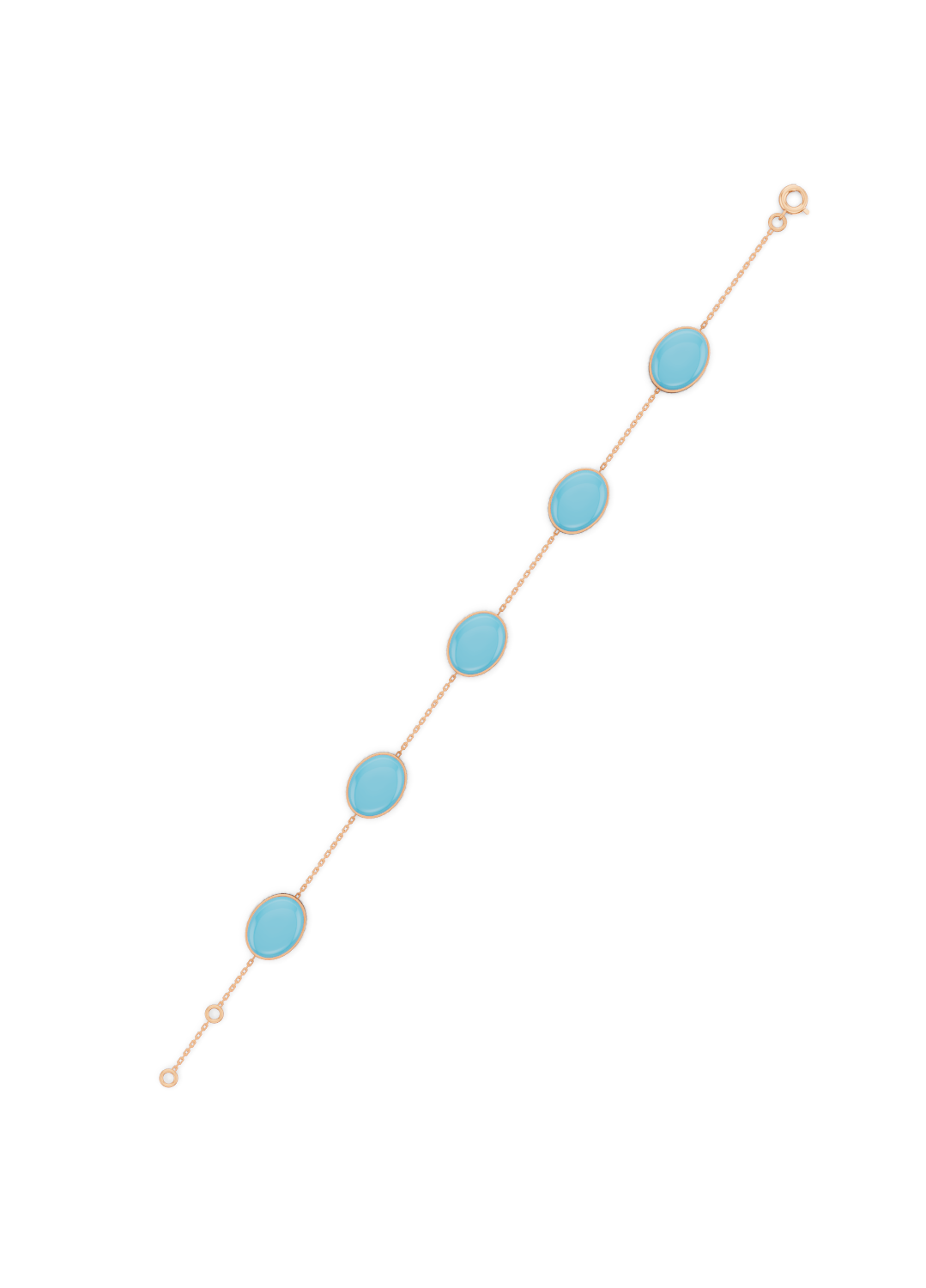 Blue Turquoise Solitaire Strand Bracelet