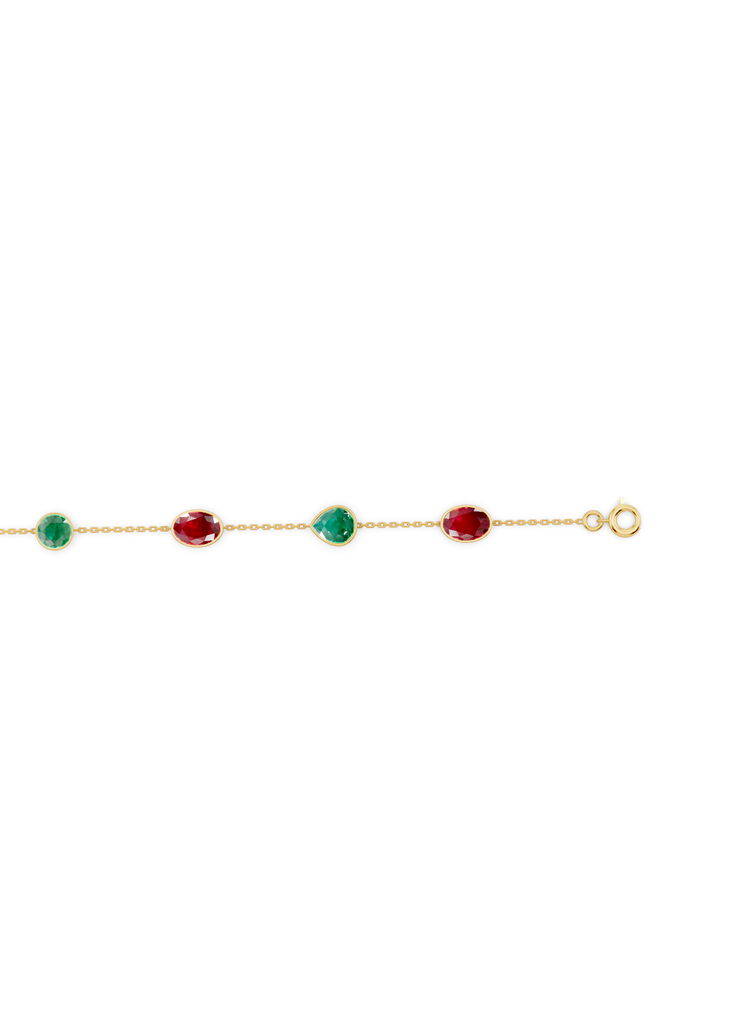 Ruby and Emerald Duet Solitaire Strand Bracelet