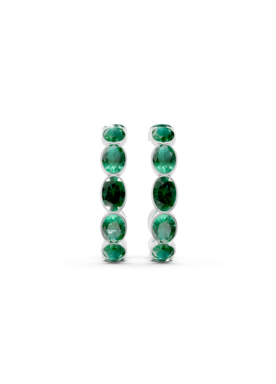 Emerald Bezel-Set Hoop Earrings