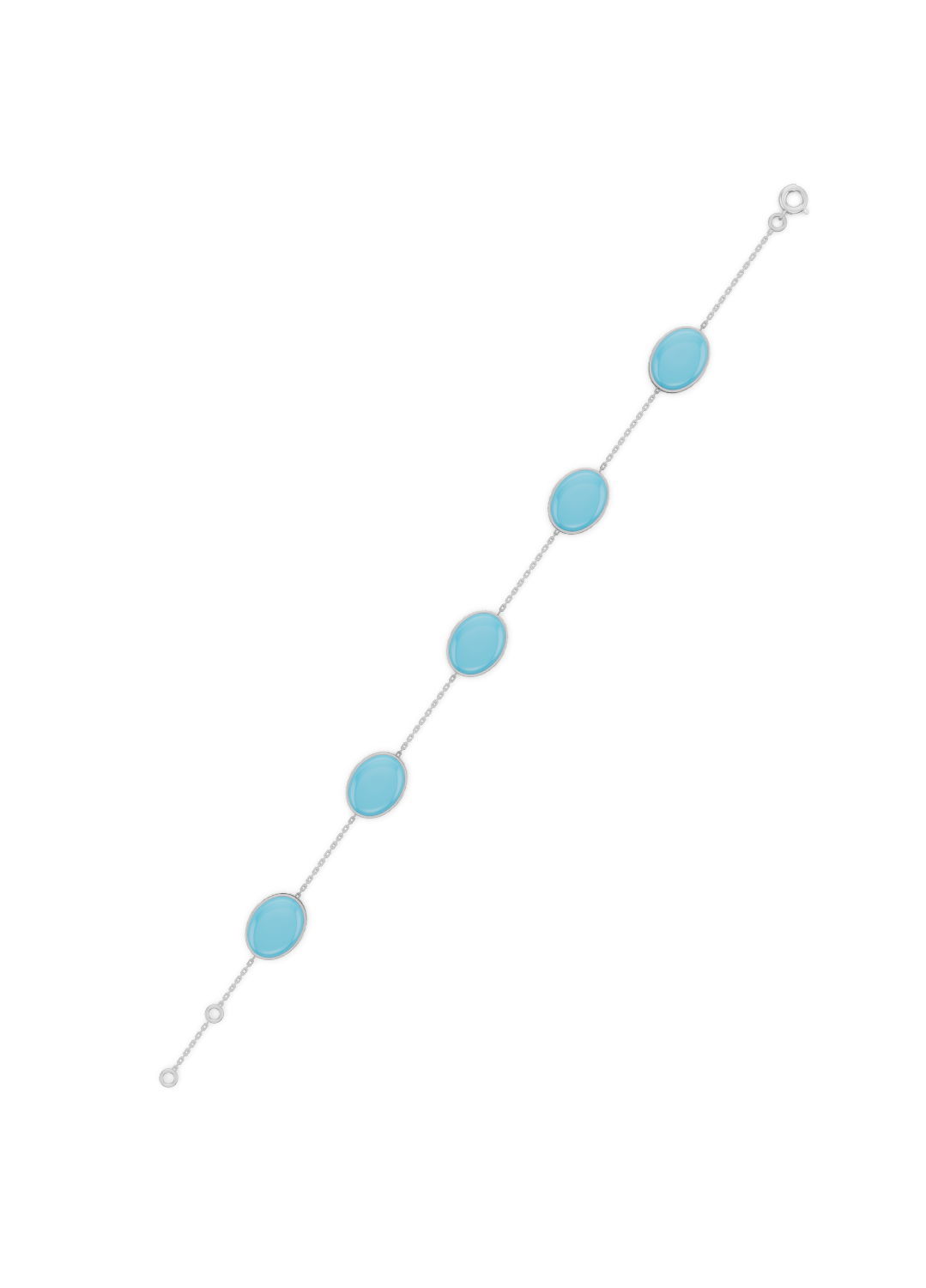 Blue Turquoise Solitaire Strand Bracelet