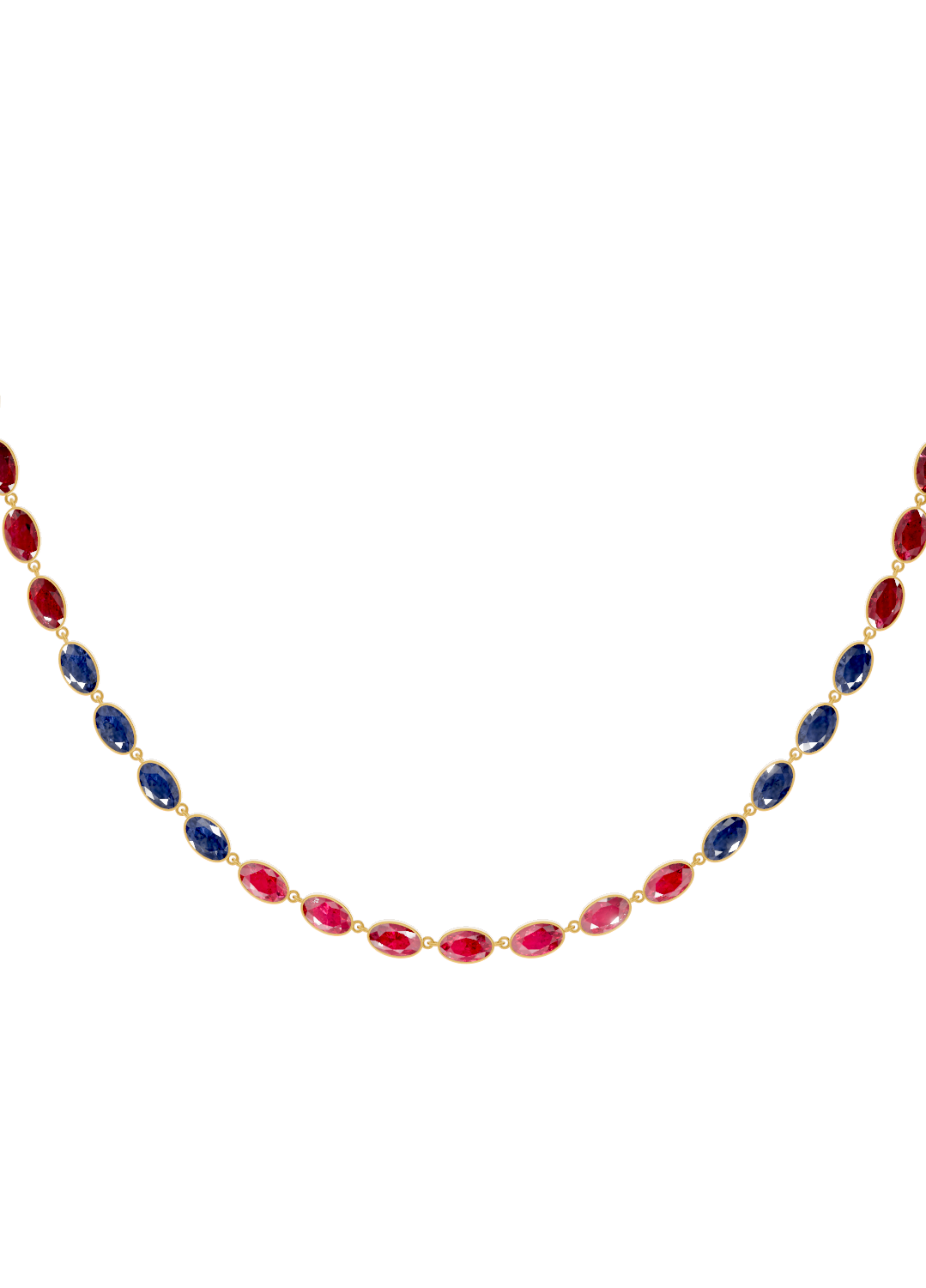 Rainbow Gradient Bezel-Set Gold Necklace