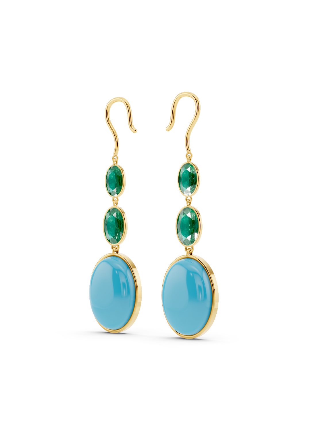 Emerald and Turquoise Drop Earrings