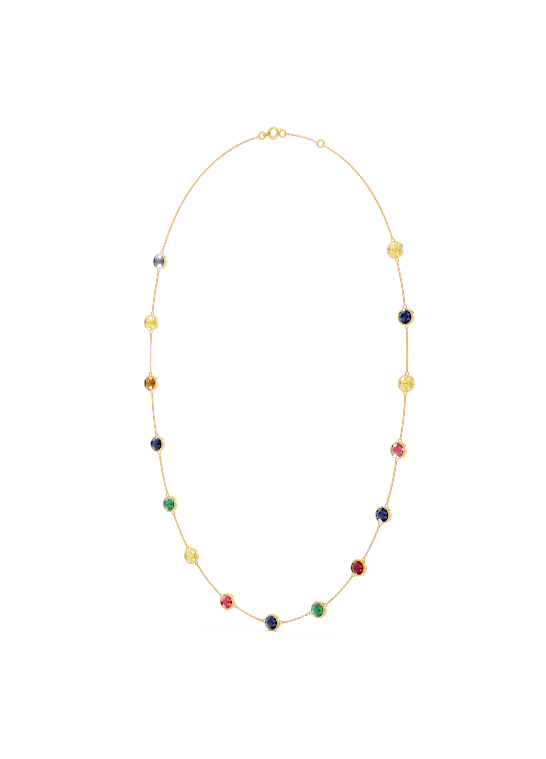 Multicolor Gemstone Bezel-Set Necklace