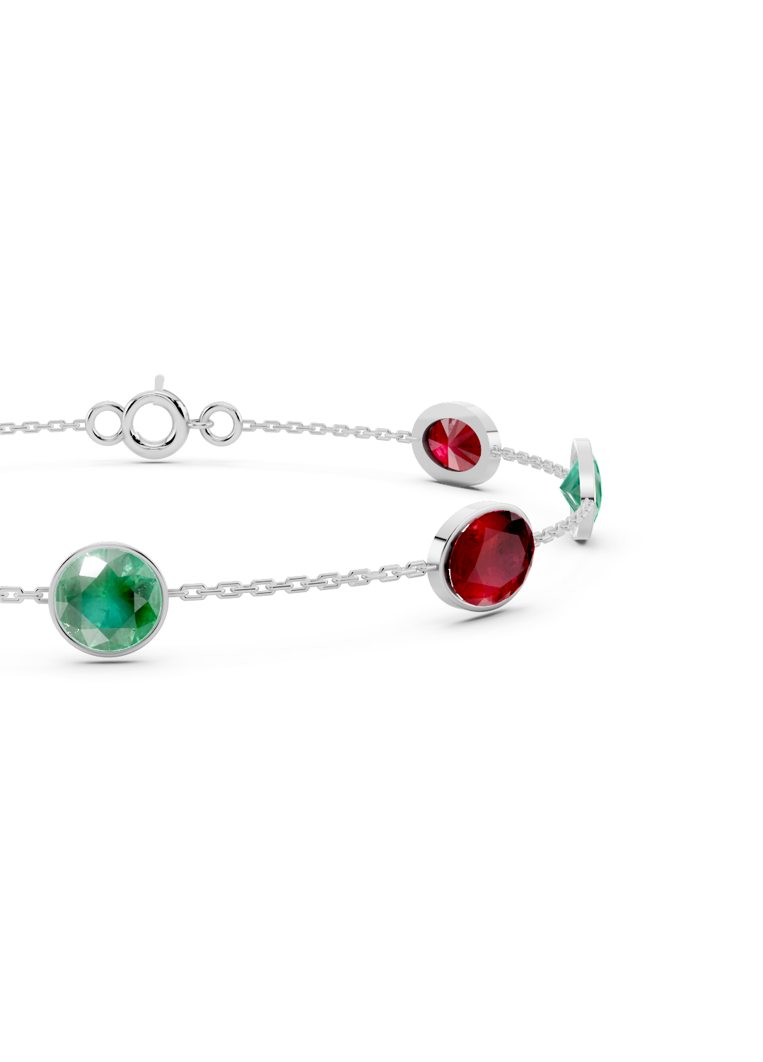 Ruby and Emerald Duet Solitaire Strand Bracelet