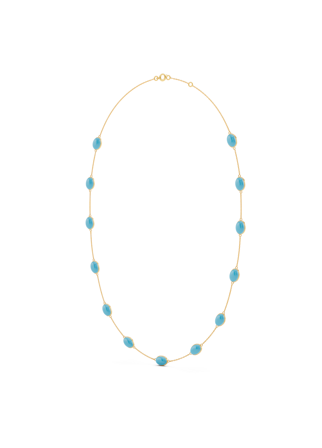 Turquoise Bezel-Set Gold Necklace