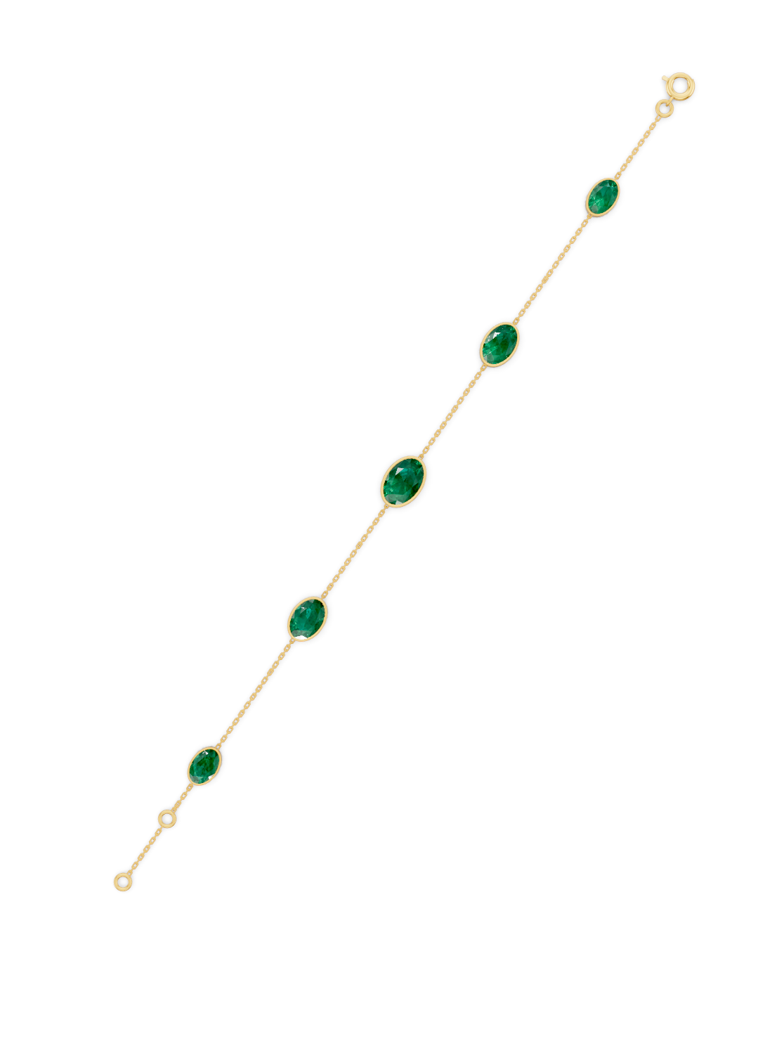 Crimson Emerald Solitaire Strand Bracelet