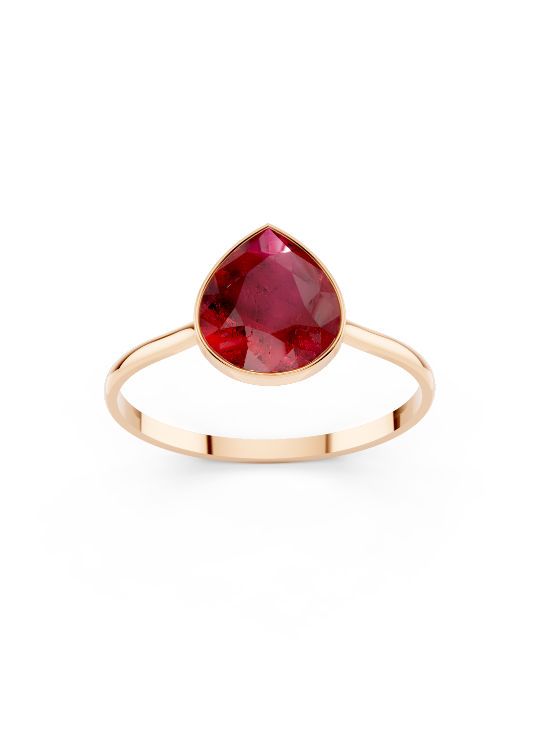 Ruby Pear Solitaire Ring