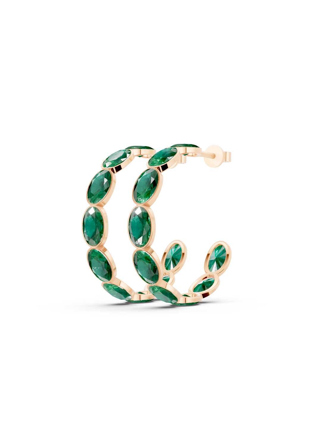 Emerald Bezel-Set Hoop Earrings