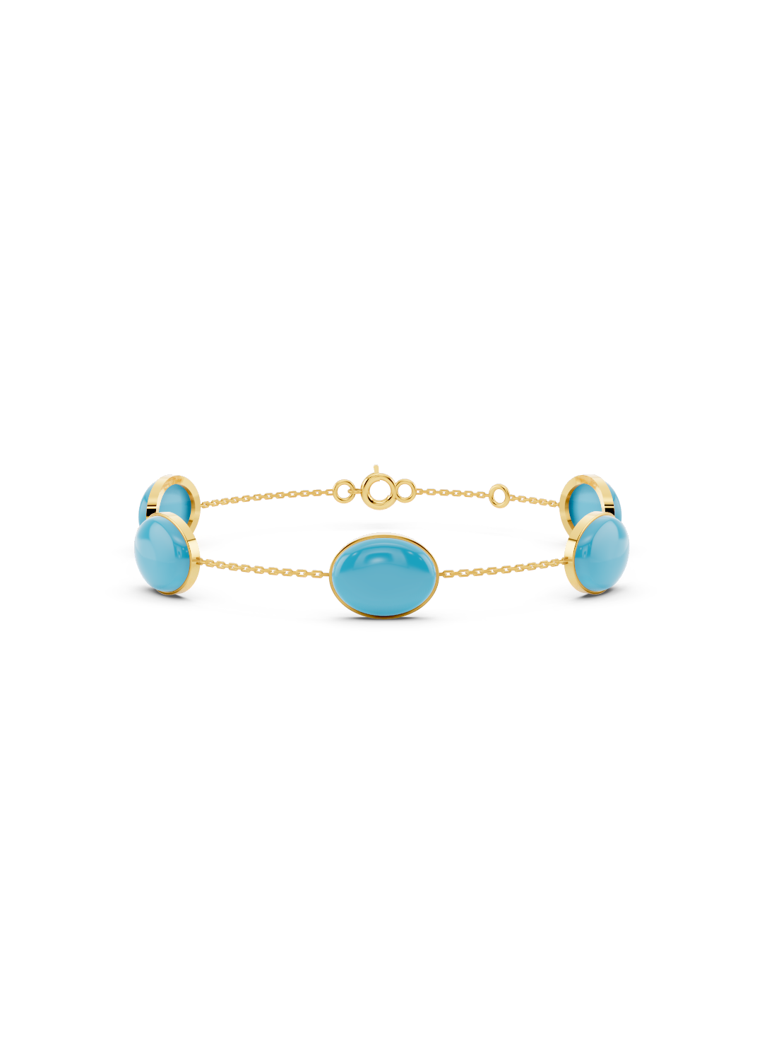 Blue Turquoise Solitaire Strand Bracelet