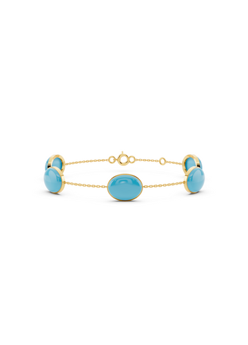 Blue Turquoise Solitaire Strand Bracelet